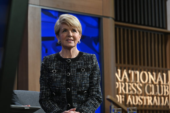 ANU chancellor and former foreign minister Julie Bishop at the National Press Club.