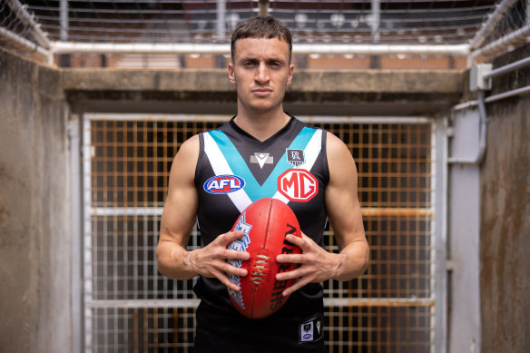 Orazio Fantasia in his new Port Adelaide gear.