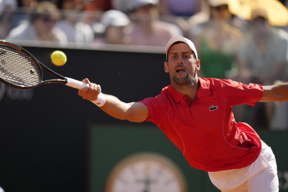 Novak Djokovic during his defeat at the Italian Open.