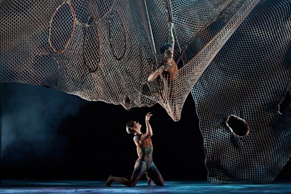 Keeping Grounded is staged around, under and inside a vast net suspended over the stage.