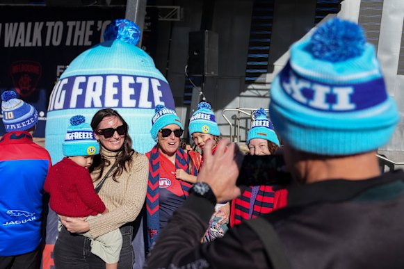 Fans wearing the iconic Big Freeze beanies. 