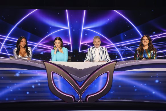 This year’s judging panel on The Masked Singer Australia (from left): Mel B, Abbie Chatfield, Dave Hughes and Chrissie Swan. 