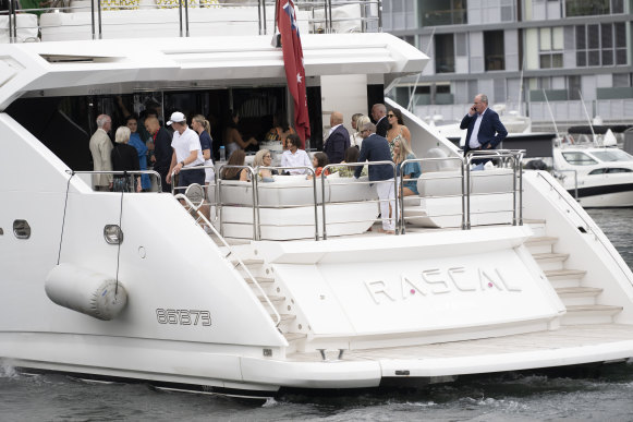 Guests paid $500 a head for a harbour cruise aboard “Rascal” with Charlie Teo before his fundraising event for the Charlie Teo Foundation.