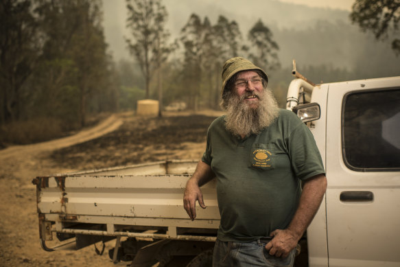 James Evill decided to stay and defend his property from the Carrai East bushfire. 