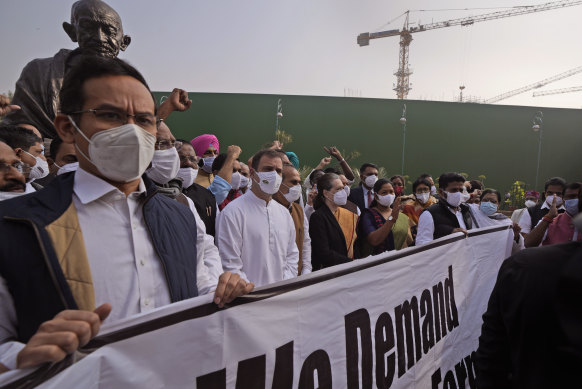 Indian farmers, seen here protesting in New Delhi, have seen their online presence blocked.