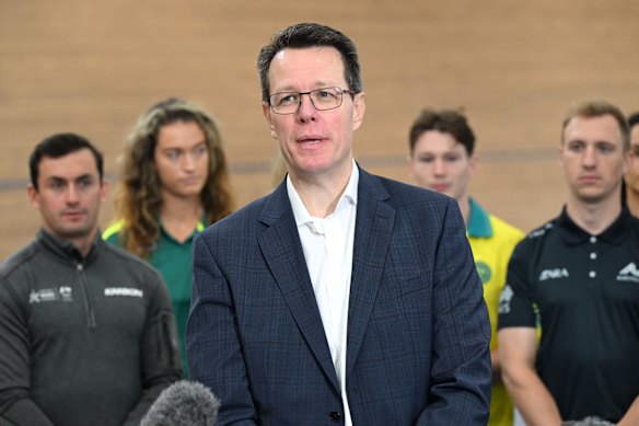Australian Sports Commission chief executive Kieren Perkins at a press conference in Brisbane earlier this year after the federal government announced extra funding for high-performance sport.