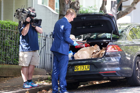 Detectives arrived at Jesse Baird’s Paddington share house with an empty boot and left after collecting multiple bags of evidence.