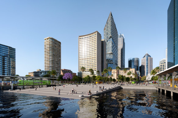 In stage two, a ferry wharf would be removed along with the station, and replaced with a public square.