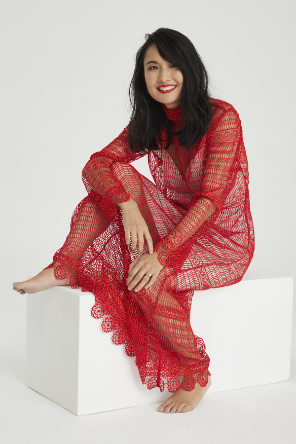 Alice wears Nevenka dress and slip.