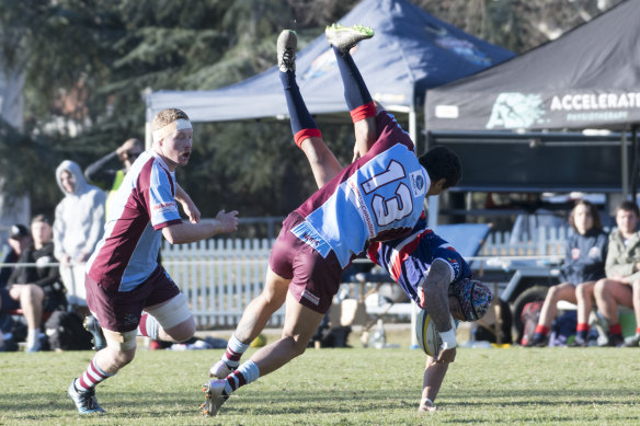 Chance Peni faces a nervous wait to see if this tackle will result in a suspension.