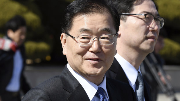 South Korea's national security director Chung Eui-yong on his way to the North.