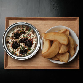  Potato wedges with creme fraiche.