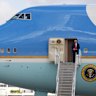 President Donald Trump arrives on Air Force One at Miami International Airport, Thursday, April 3, 2025, in Miami. (AP Photo/Rebecca Blackwell)