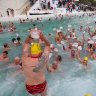 The weather didn’t turn off swimmers at the Bondi Icebergs’ opening day on Sunday.