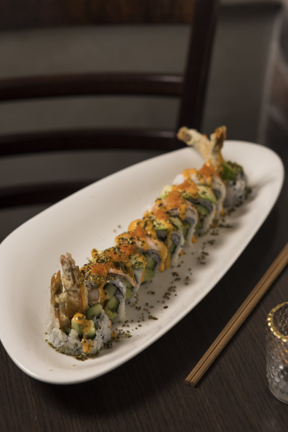 Spicy tempura prawn roll. 
