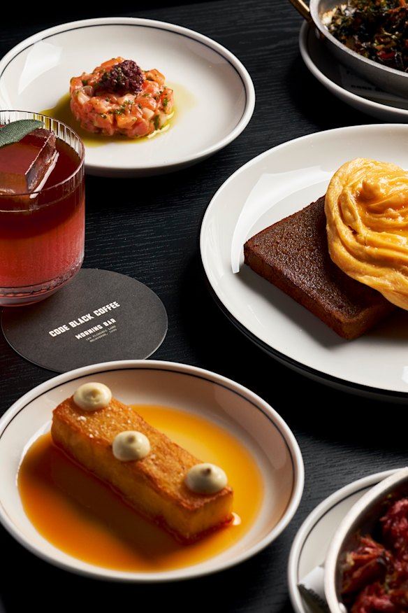 Assorted dishes at Code Black Morning Bar.