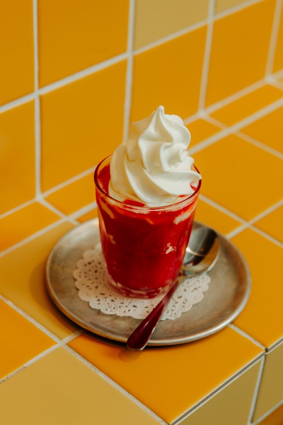 Watermelon and lime granita and mascarpone soft serve.