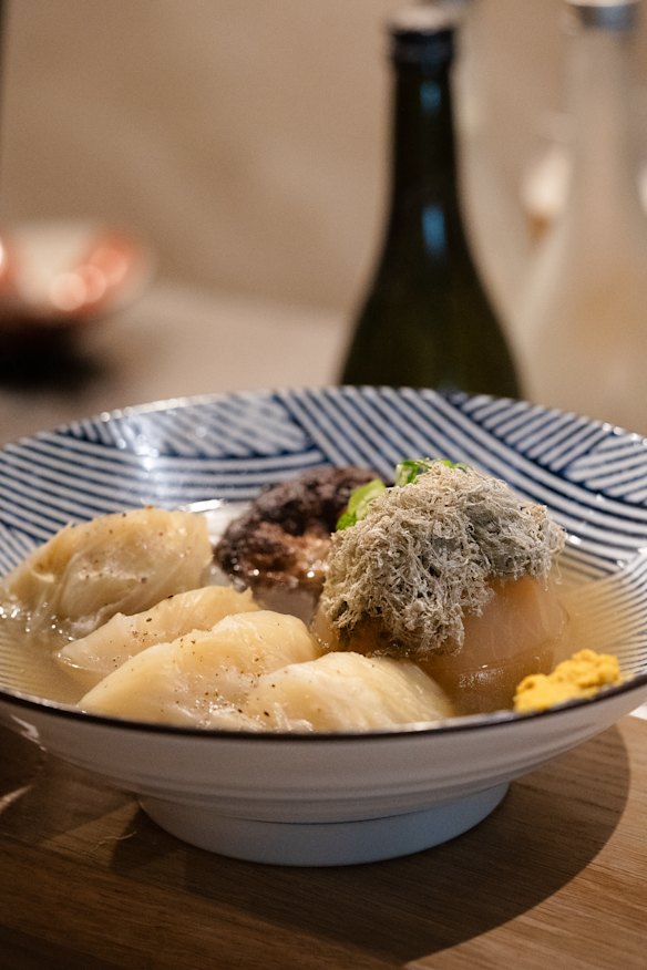 Kyoto-style oden hotpot with daikon.