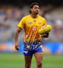 Tim Kelly of the Eagles warms up during the round eight AFL match between West Coast Eagles and Melbourne Demons.