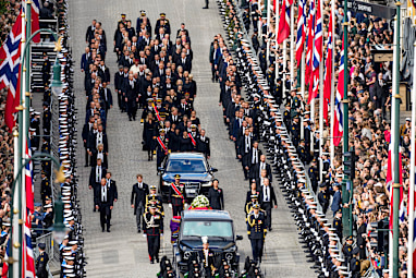 The Norwegian royal family were also joined by most of the European royals who followed on foot as part of the procession.