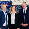 Nine CEO Matt Stanton, Nine Chair Catherine West and World Rugby Chair Brett Robinson.