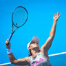 Barty practises at Melbourne Park on Friday.