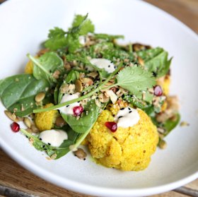 Roasted Cauliflower with Spinach and Lentil Salad from the Art Gallery of NSW cafe.