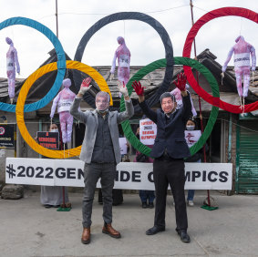 Activists in India protest against the Beijing Winter Olympics.