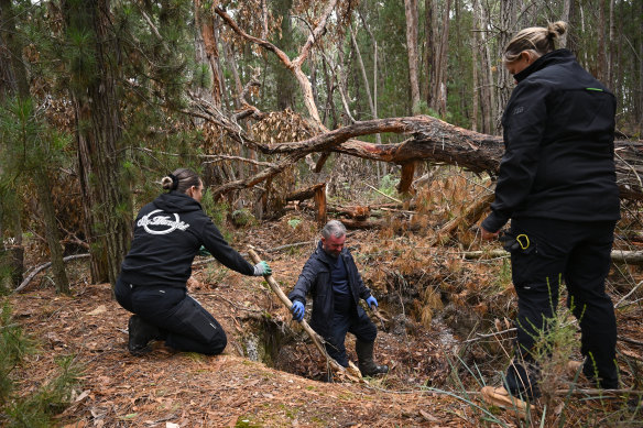 Police during Thursday’s search near Enfield State Park.