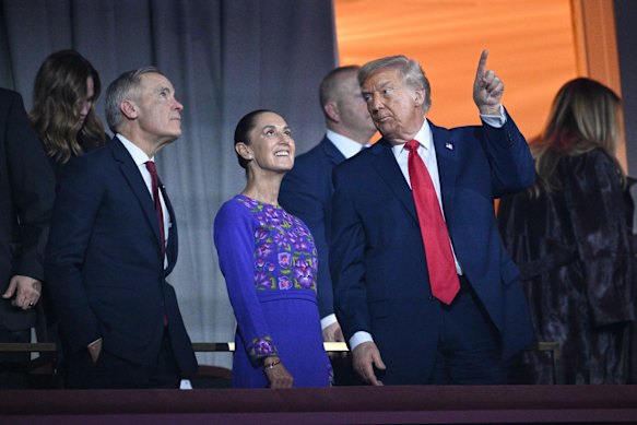 Canada’s Prime Minister Mark Carney, with Mexican President Claudia Sheinbaum and Trump in December.