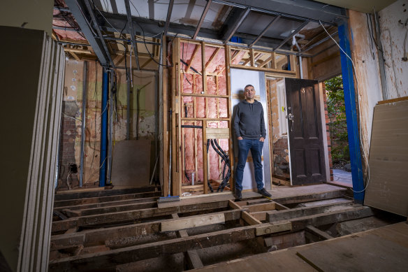 Darren Manolis-Cox, whose inner Melbourne apartment was left half-built by the unregistered builder he and his partner unwittingly hired to do their renovations.