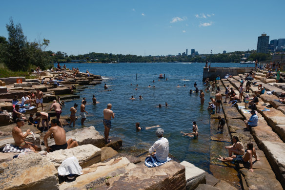 Swimmers, sun-bakers and shade seekers can now take the plunge or just relax at Marrinawi Cove, at the north-east corner of Barangaroo Reserve.
