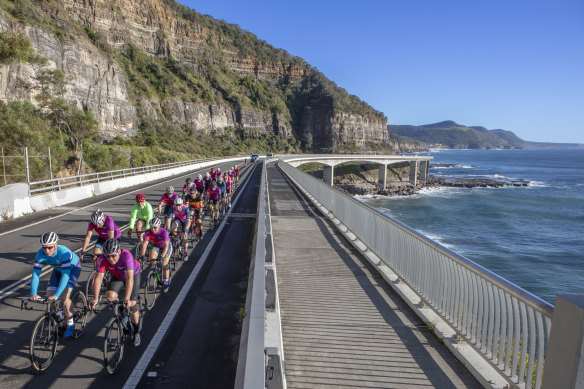 Racers will traverse the Sea Cliff Bridge north of Wollongong.