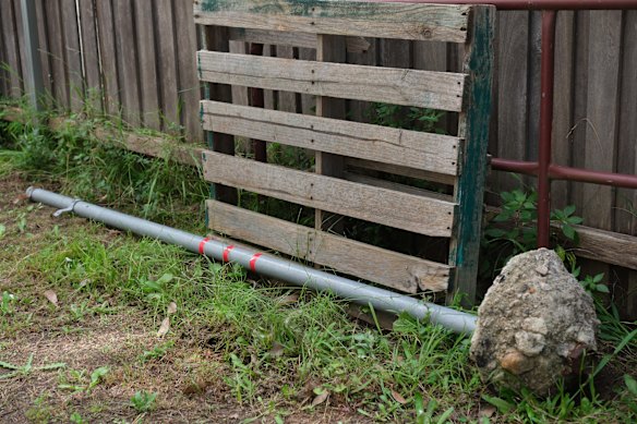 A neighbour said Viki Graham salvaged this downed signpost from the street.