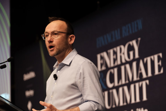 Greens leader Adam Bandt speaking at the AFR’s recent energy and climate summit this week.