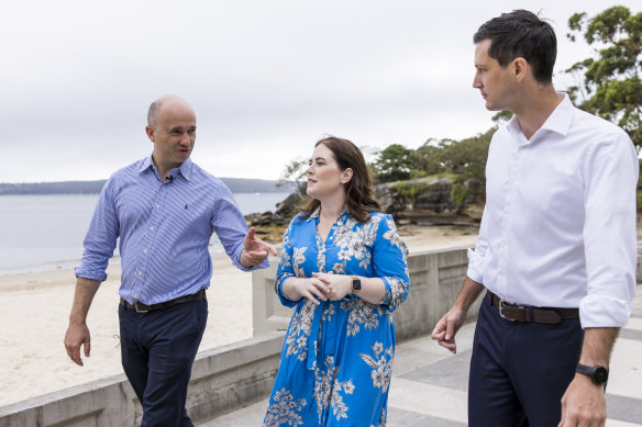Factional allies: Treasurer and deputy Liberal leader Matt Kean, North Shore MP Felicity Wilson and Pittwater candidate Rory Amon.