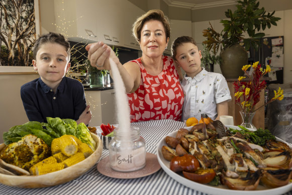 Steph Sparks with her children Henry, 7, and Sid, 9, who have previously been fussy eaters.