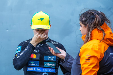 Melbourne’s Oscar Piastri was left heartbroken after spinning off in the race’s closing stages.