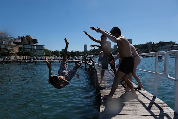 Swimmers cool off at Redleaf swimming baths in Sydney’s east.