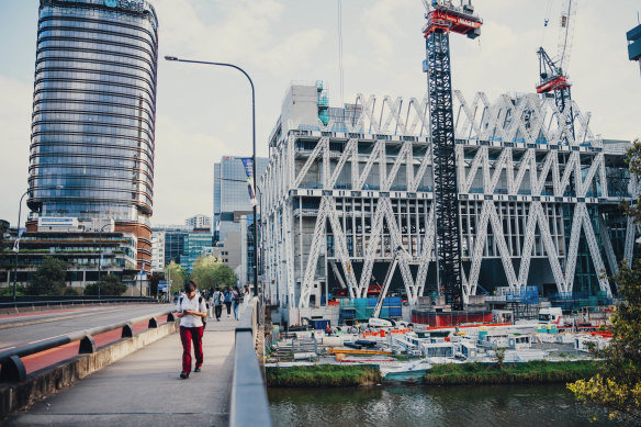 The Powerhouse Parramatta, pictured under construction last week, has no opening date. 