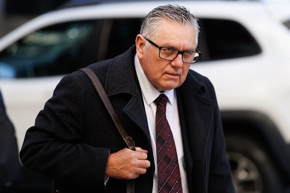 Ray Hadley arrives at the Downing Centre Local Court on Thursday.