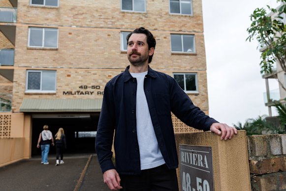First home buyer Toby Raban inspects an apartment in North Bondi. 