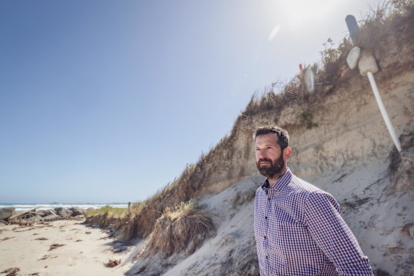 Deakin University's Blake Allan is in Port Fairy, where erosion is hitting coastal areas hard. 