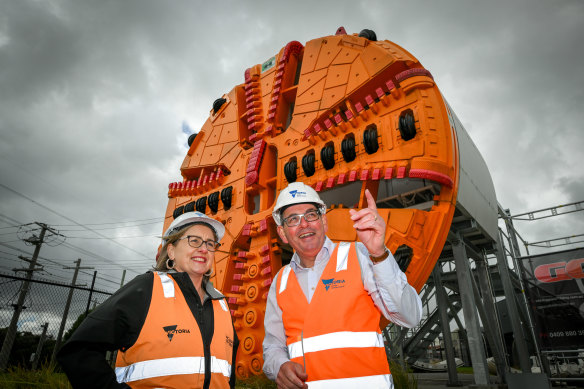 Premier Daniel Andrews and Deputy Premier Jacinta Allan at the Victorian Tunnelling Centre in Chadstone last month.