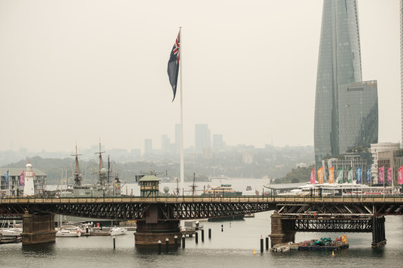 Sydney was choked by bushfire smoke on Tuesday.