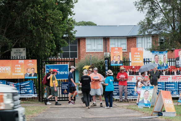 Camden Public School, where One Nation had a large presence on Saturday.