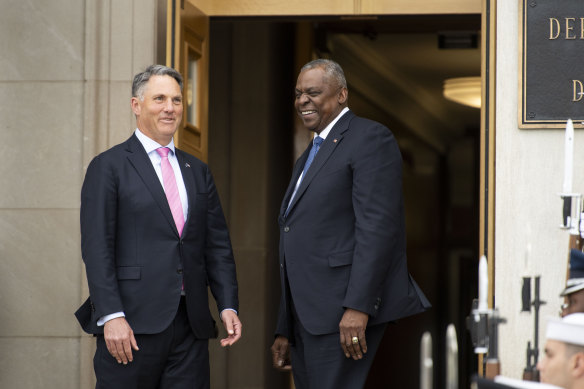 Defence Secretary Lloyd Austin welcomes Australian Deputy Prime Minister Richard Marles to the Pentagon.