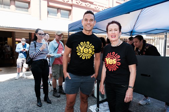 Sydney MP Alex Greenwich and Sydney Lord Mayor Clover Moore on Saturday.