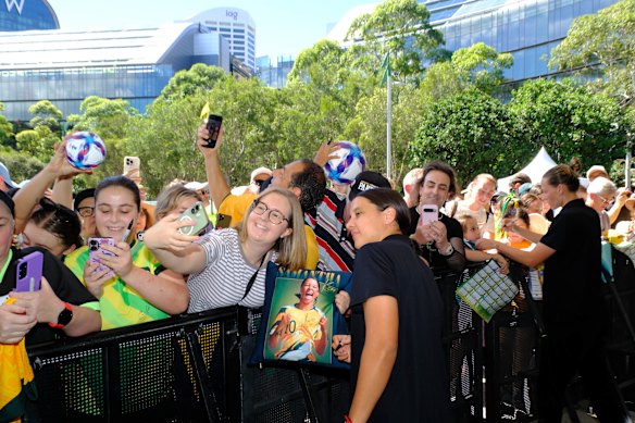 Sam Kerr poses for a photo.