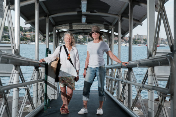 Balmain residents Sue Andrews, left, and Keryn Curtis hope the Elliott Street wharf will be reopened to ferries.